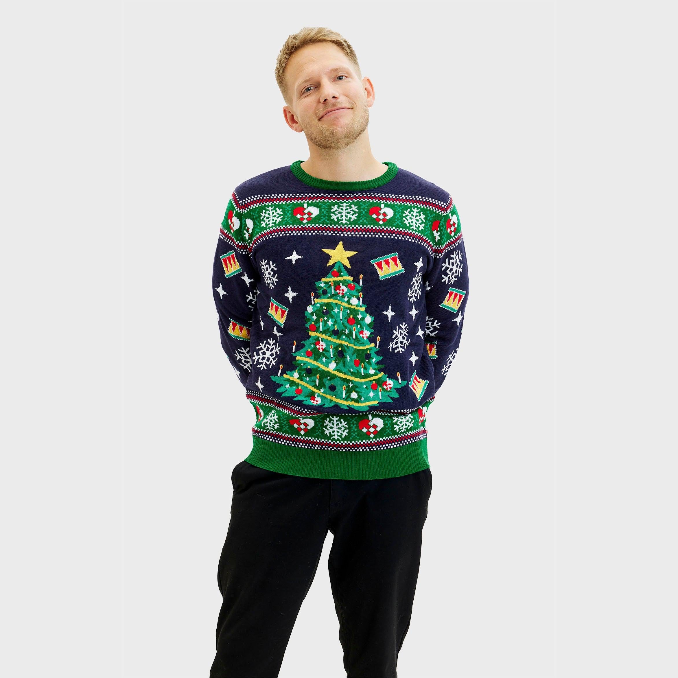 Blue Christmas Tree Sweater β Men